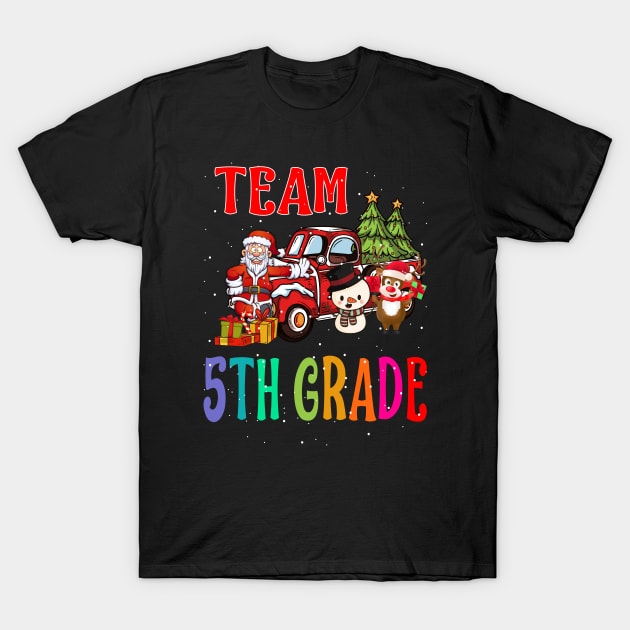 Team 5Th Grade Santa And Reindeer Christmas T-Shirt by intelus